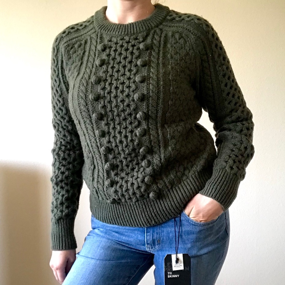 J.Crew Cable Knit Sweater Hunter Green